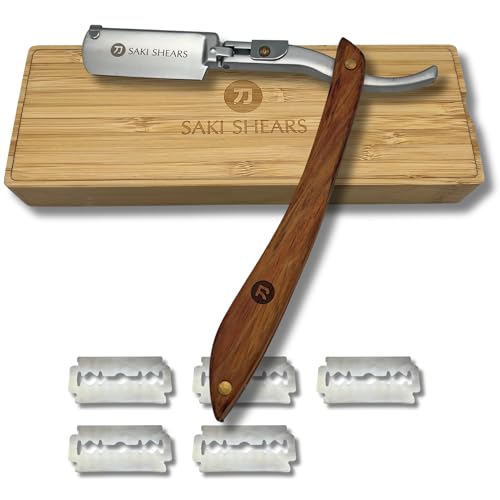 Saki Shears Straight Edge Traditional Shaving Razor with - Saki Shears Official Imagery - 1