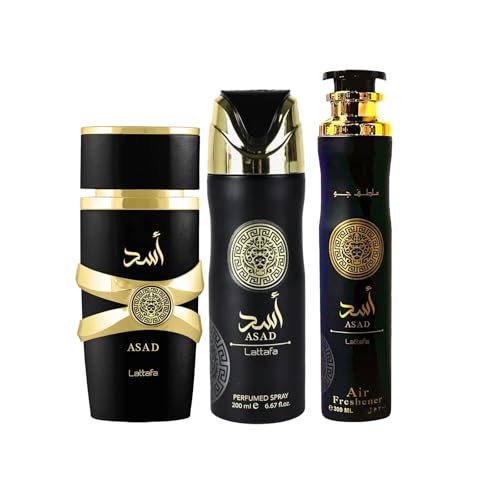 Lattafa Asad 3pcs Gift Set with 100 ml EDP 200 ml Deo 300 ml - Lattafa Official Imagery - 1
