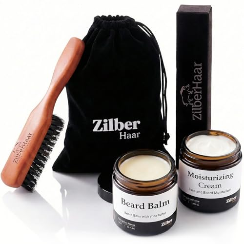 ZilberHaar Beard Care Kit Brush Balm Moisturizing Cream Men - ZilberHaar Official Imagery - 1