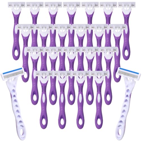 96 Count Women s Disposable Razors Bulk Purple 3 Blade - Leriton Official Imagery - 1