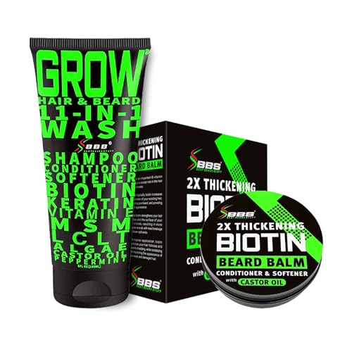 Biotin Beard Balm 11 in 1 Beard Hair Growth Shampoo Kit with - BBS BEST BEARD STUFF Official Imagery - 1