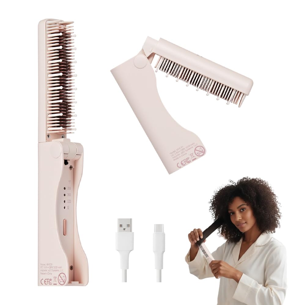 Cordless Hair Straightener Brush Portable Mini Straightening - MAVIÉ Official Imagery - 1