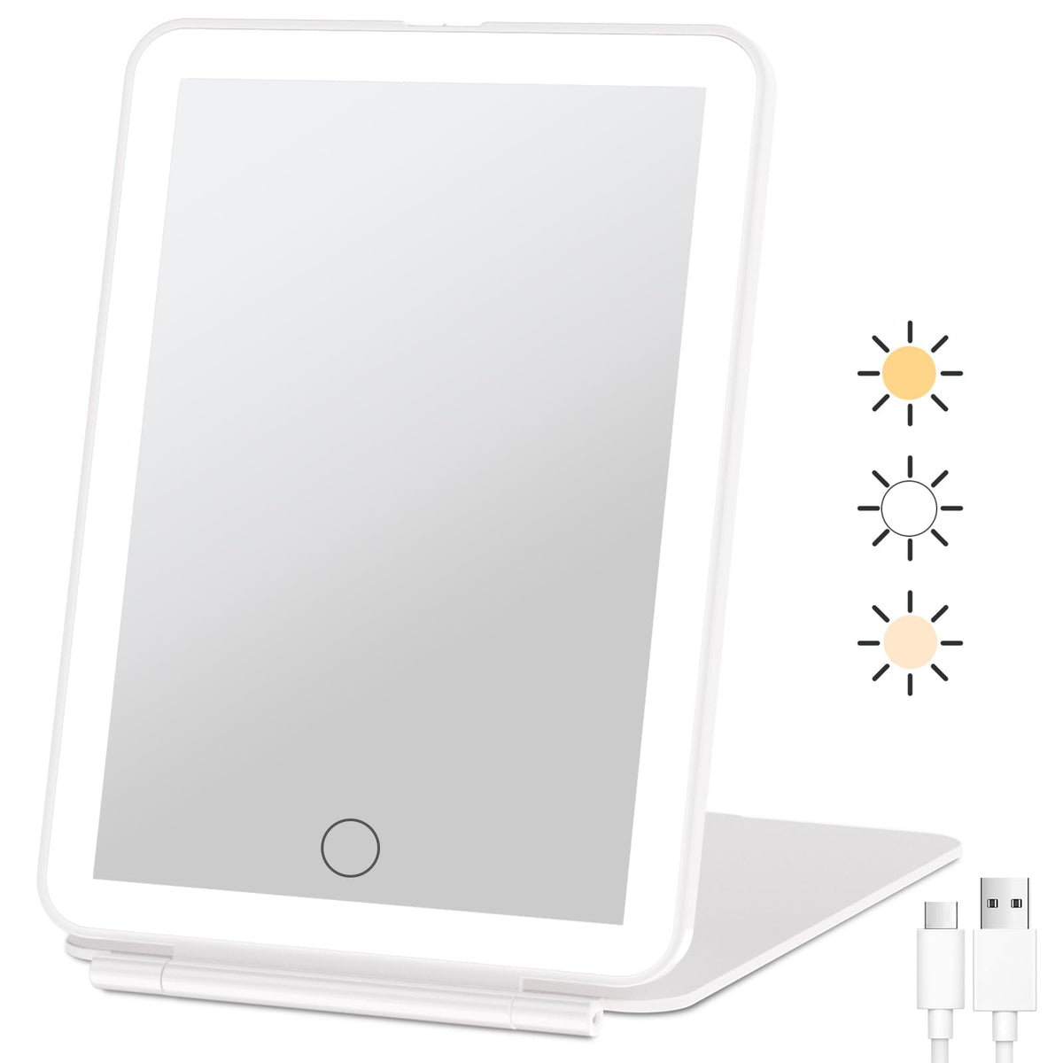 FUNTOUCH Rechargeable Travel Makeup Mirror with 72 Led – White, Acrylonitrile Butadiene Styrene (ABS)