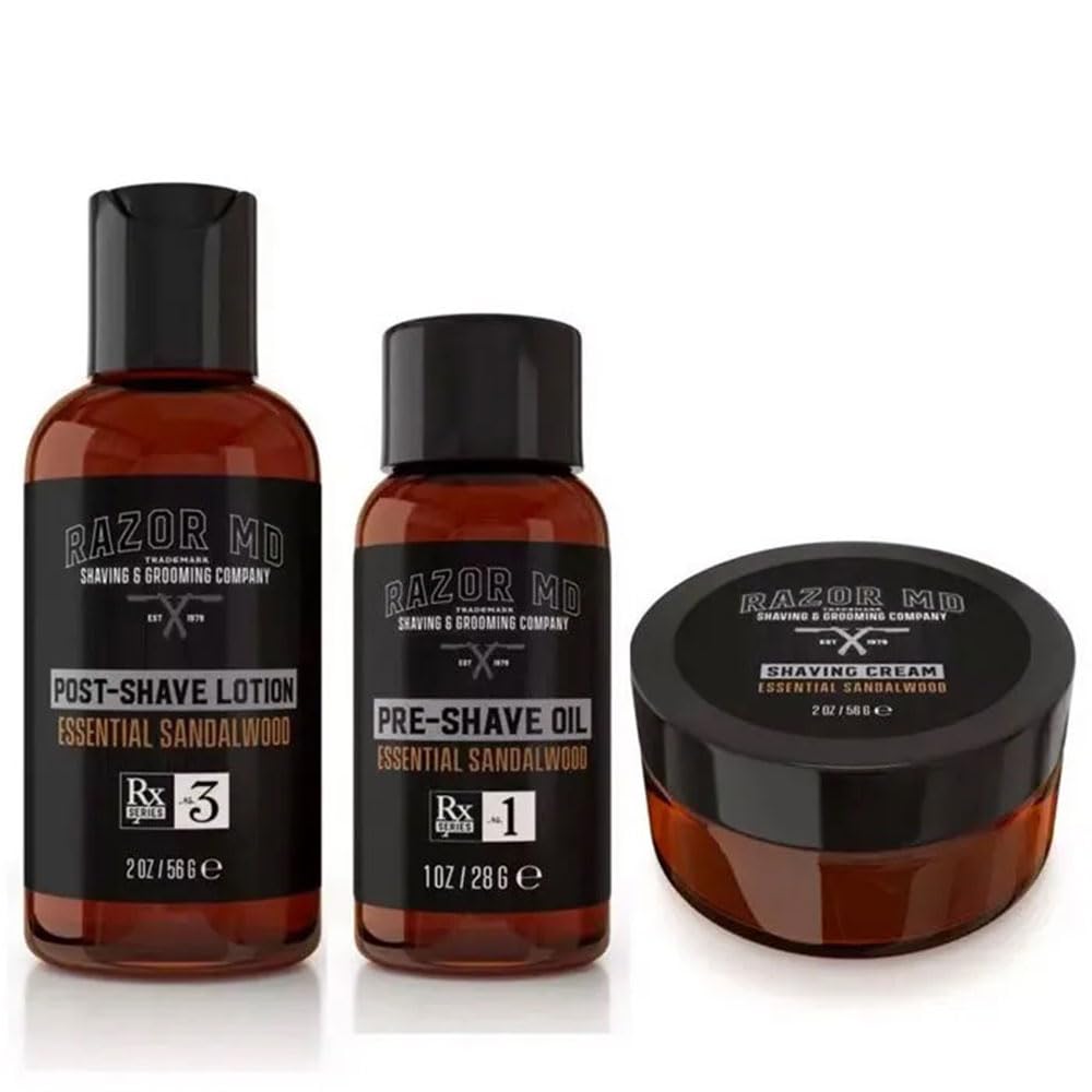 Razor MD Shave Trio for Men Pre Shave Oil Shaving Cream Post - Razor MD Official Imagery - 2
