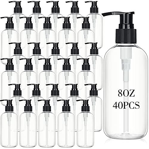 Norme 40 Pieces Empty Pump Bottle 8 oz Clear Refillable - Norme Official Imagery - 1