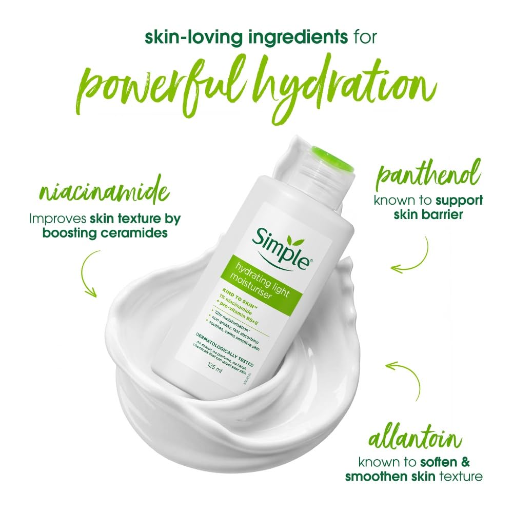 Simple Kind To Skin Hydrating Light Moisturiser 125 ml by – back view and specifications