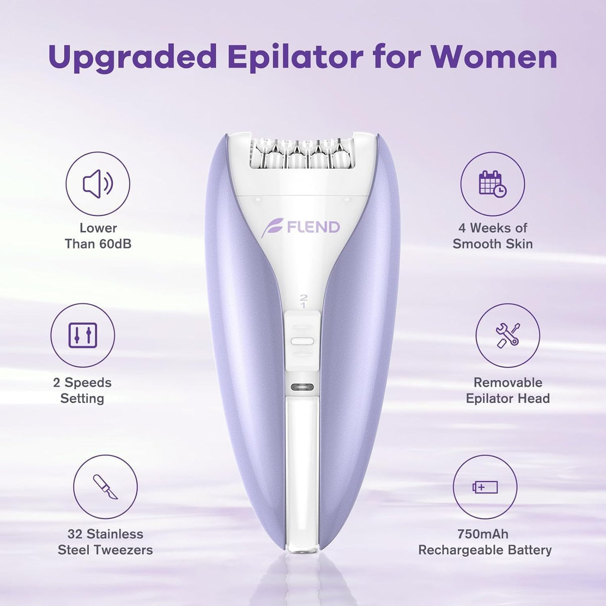 Silent Epilator for Women 2 Speed Facial Body Hair Remover - Bubbacare Official Imagery - 4