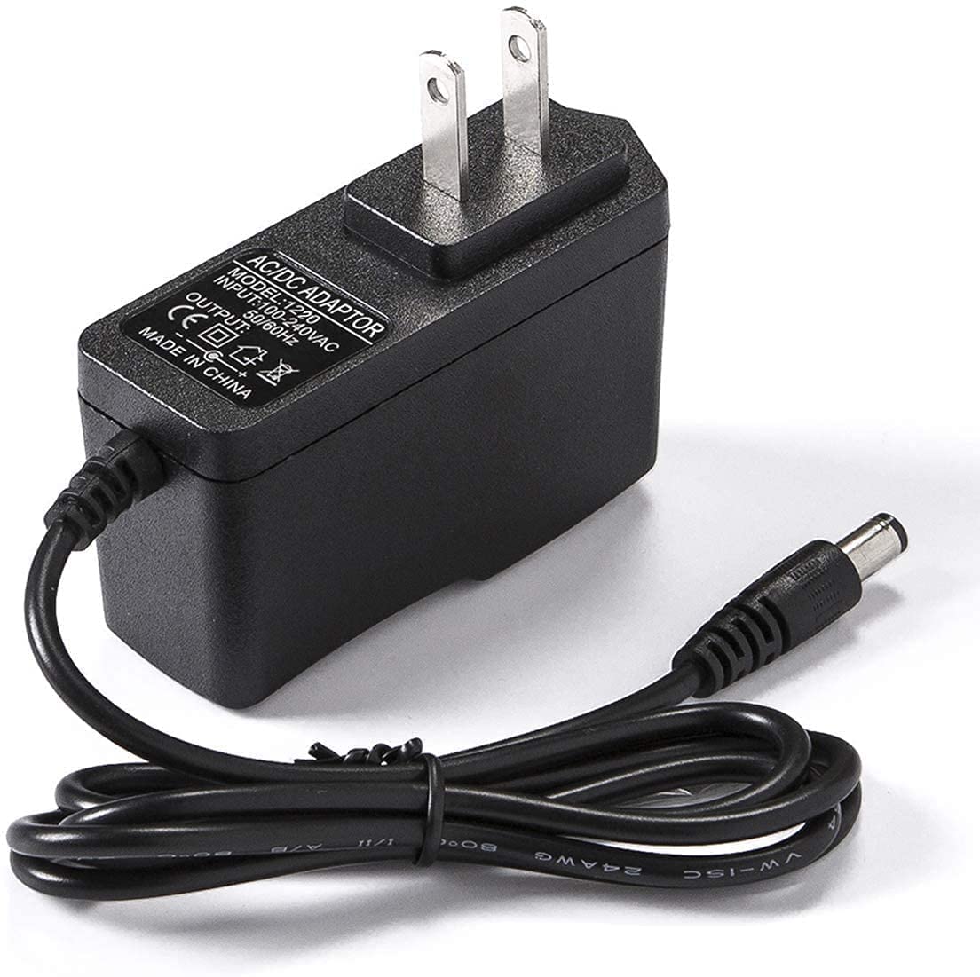 FlickerStar 12V 2A AC Power Supply Adapter Charger Cord for Yamaha PSR – Black, Plastic