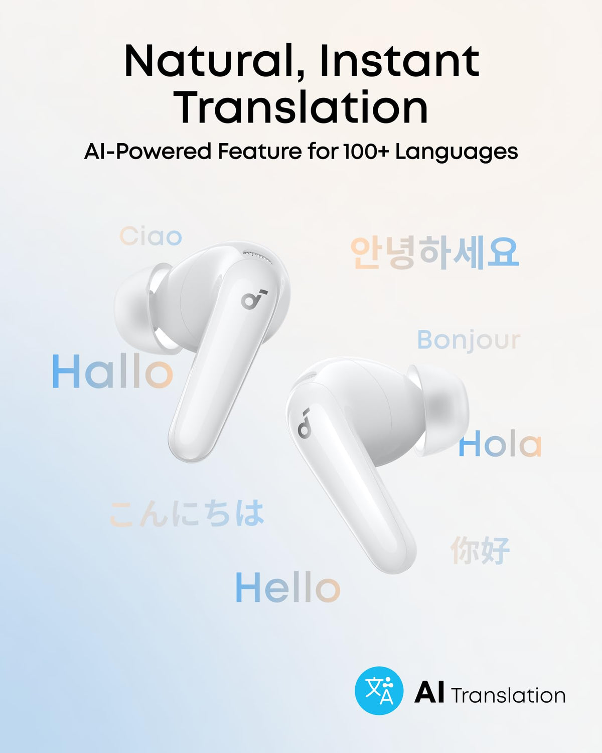 soundcore P31i by Anker Translation Earbuds with Real Time – packaging and label