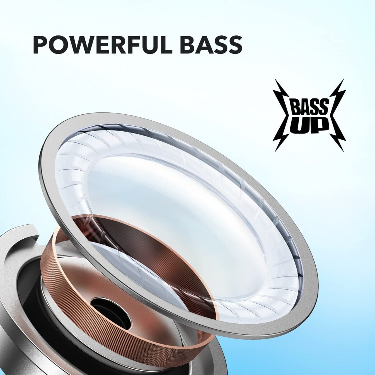 Soundcore by Anker P20i True Wireless Earbuds with Big Bass – close-up detail in Blue