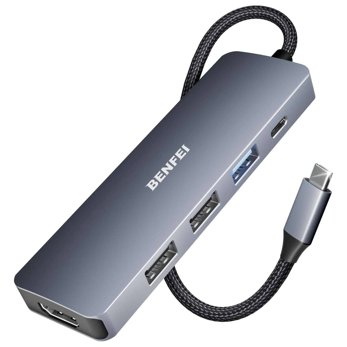 BENFEI USB C Hub 5 in 1 with 4K HDMI 100W Power Delivery 3 – Gray