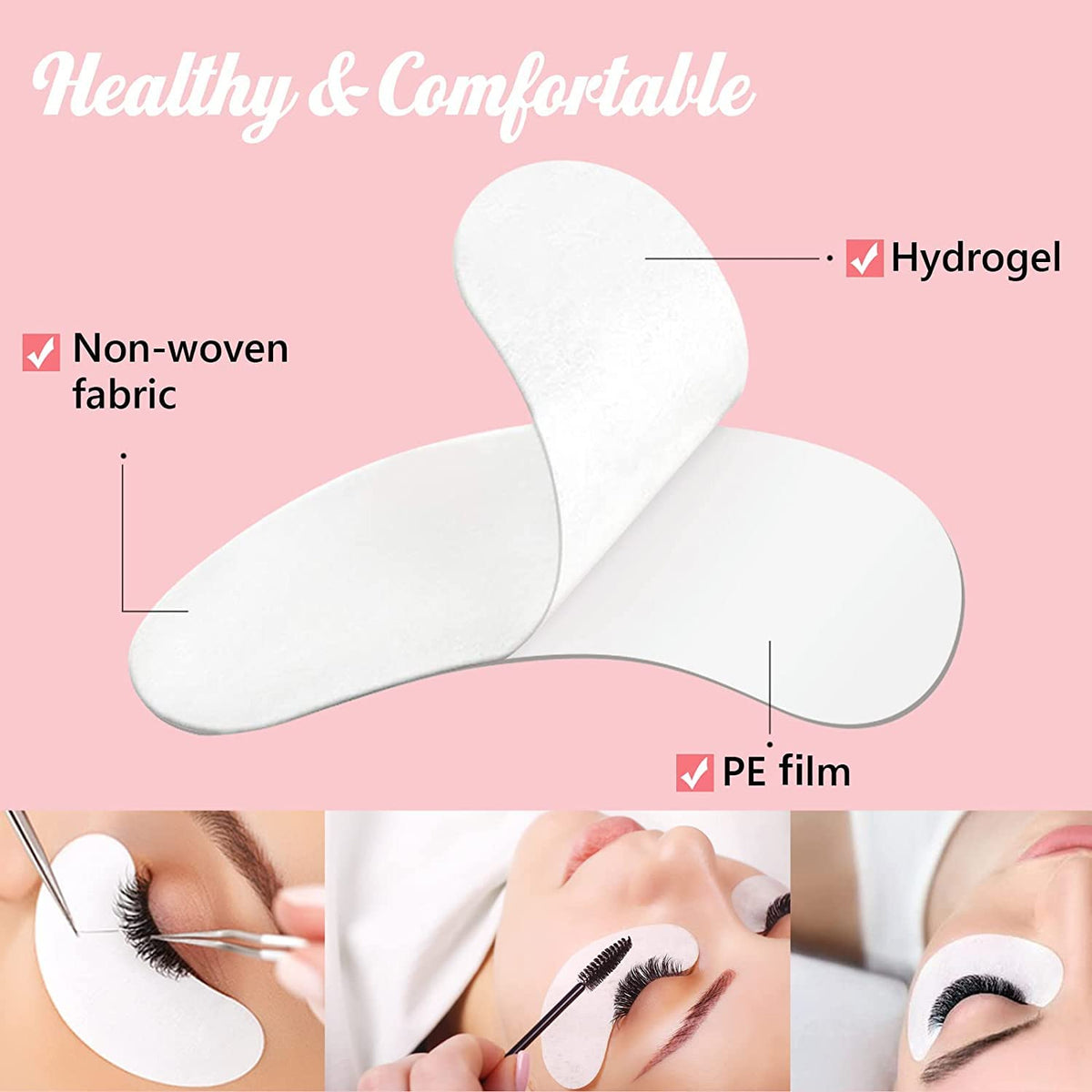 100 Pairs GreenLife Natural Hydrogel Eye Gel Pads - Collagen and Aloe Vera Patches for Under Eyes - Eyelash Extension Ki