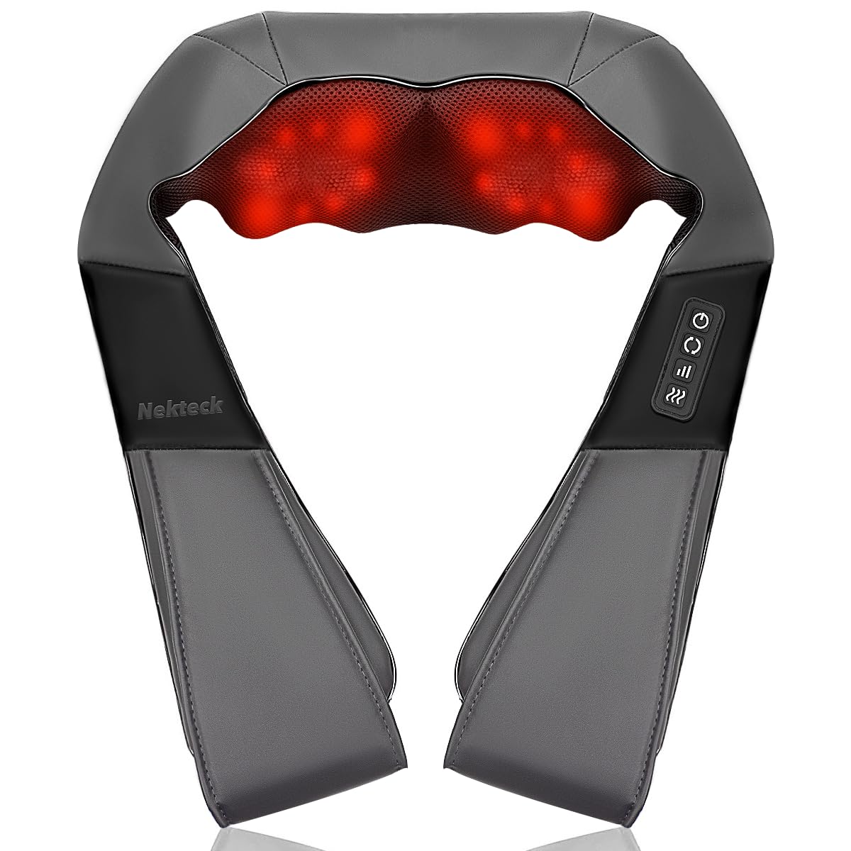 Nekteck Shiatsu Neck Massager with Heat for Pain Relief Gray – product photo (Back Massagers)