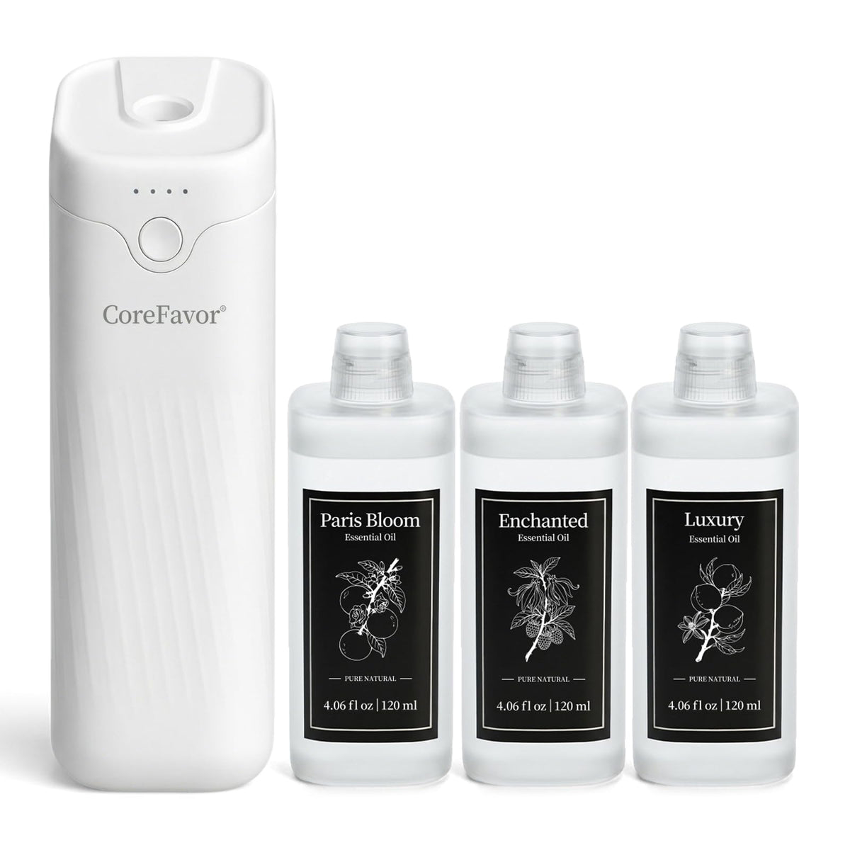 Waterless Essential Oil Diffuser for Home with 3x120ml Oil - CoreFavor Official Imagery - 2