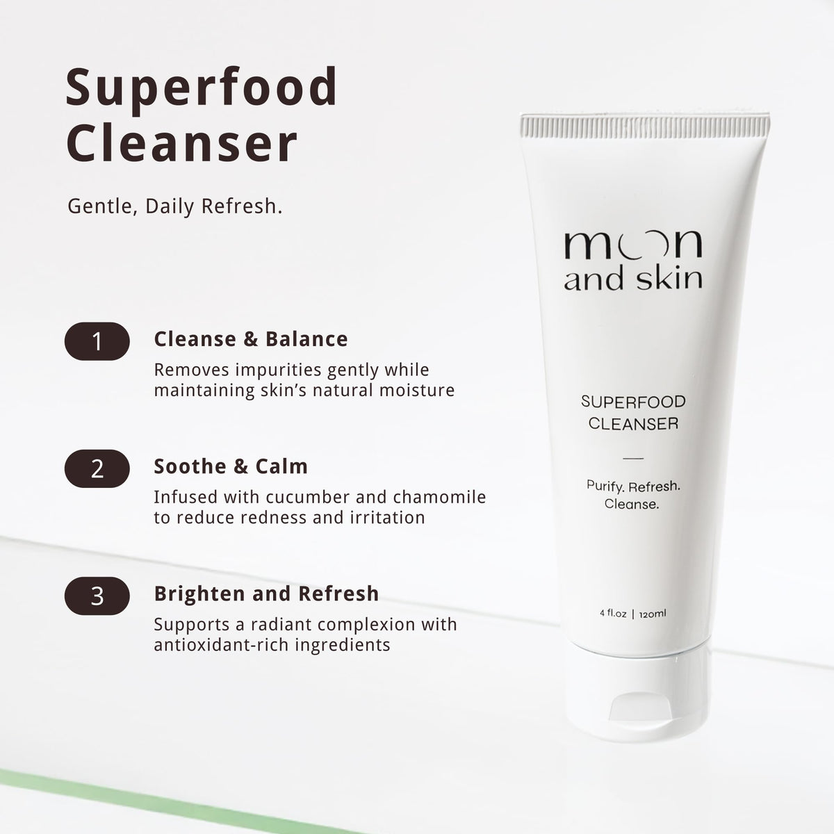 Superfood Cleanser Gentle Face Wash with HydroProtein - Moon and Skin Official Imagery - 3