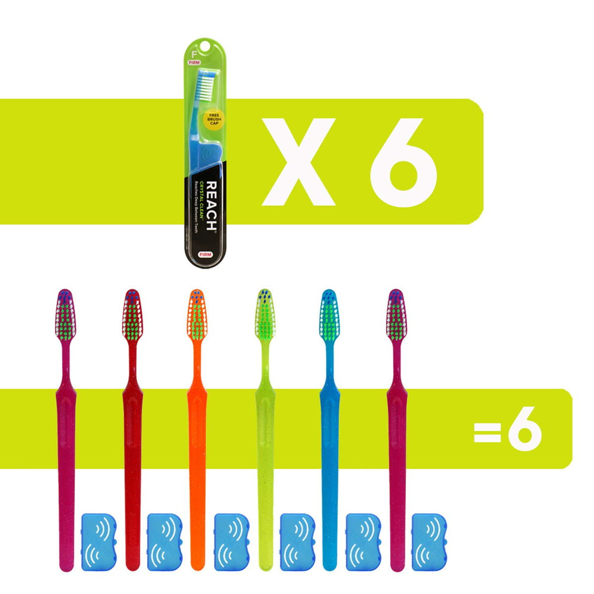Reach Crystal Clean Firm Bristle Toothbrushes 6 Pack – close-up detail