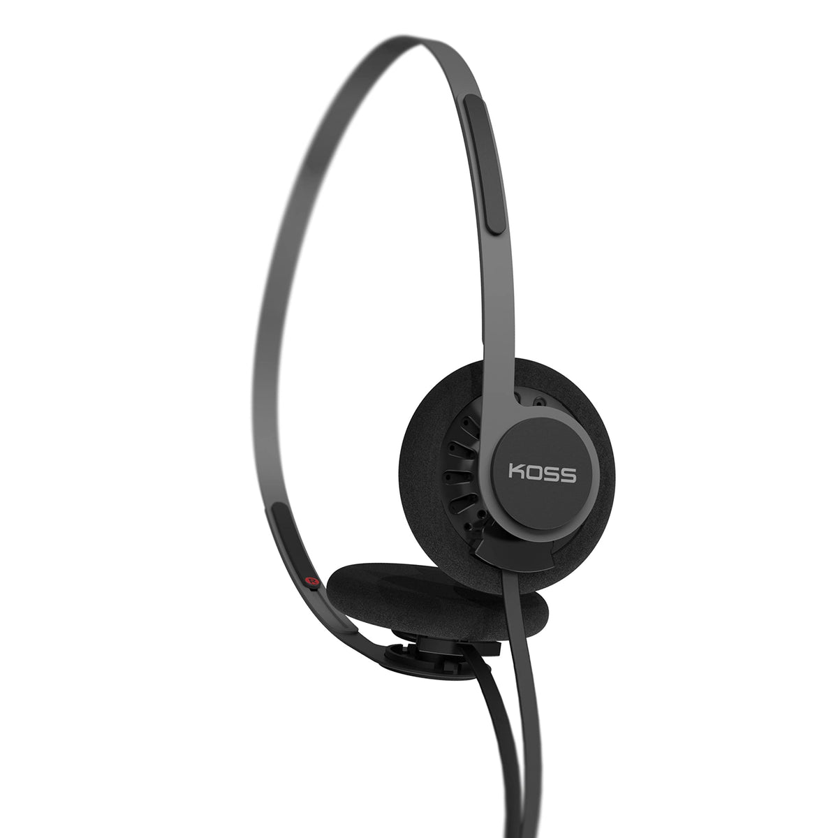 Koss KPH40 Utility On Ear Headphones Stealth Grey – close-up detail in Stealth Black