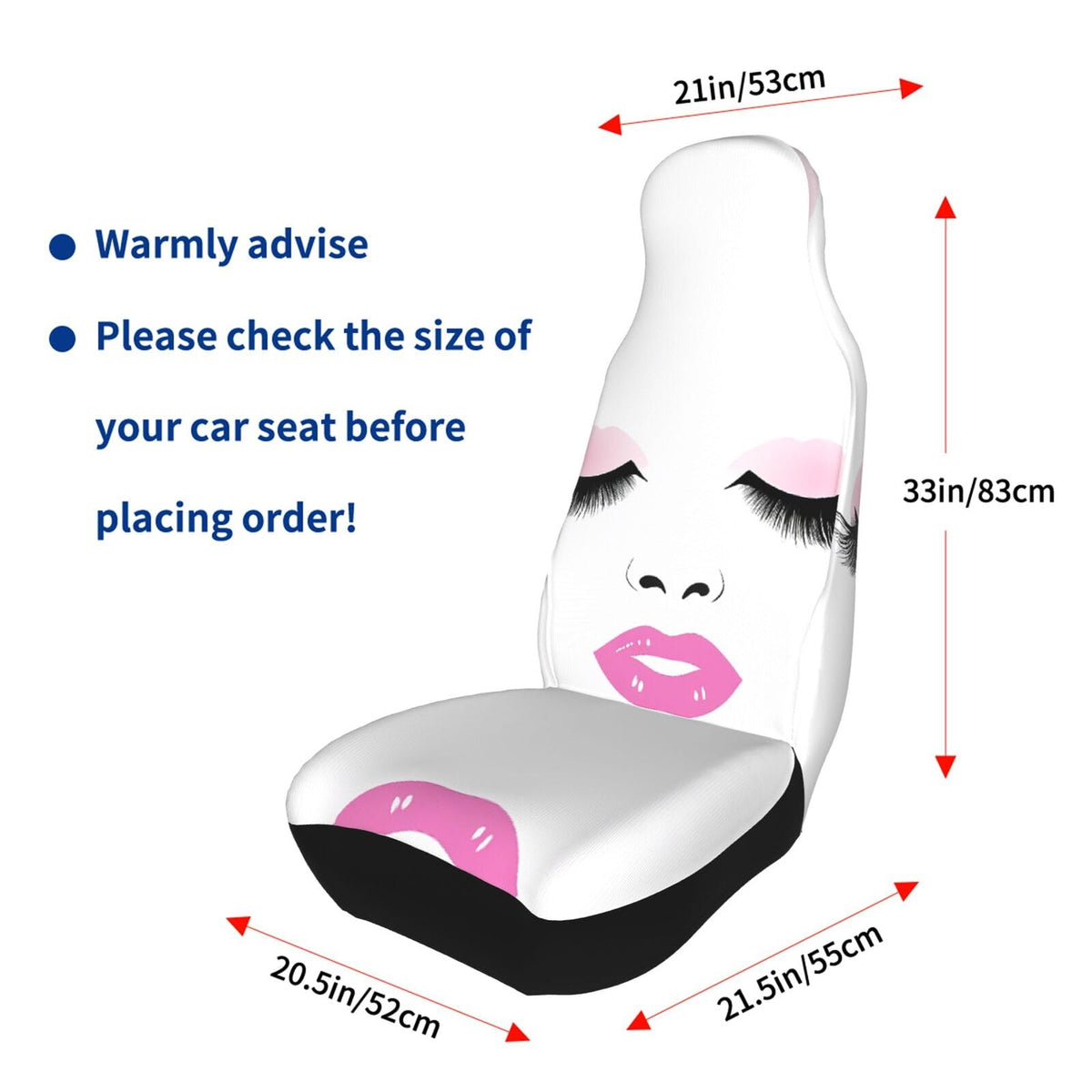 Eyelash Lip White Car Seat Covers Front Set 2pcs Universal - TOKLIHDTJ Official Imagery - 4
