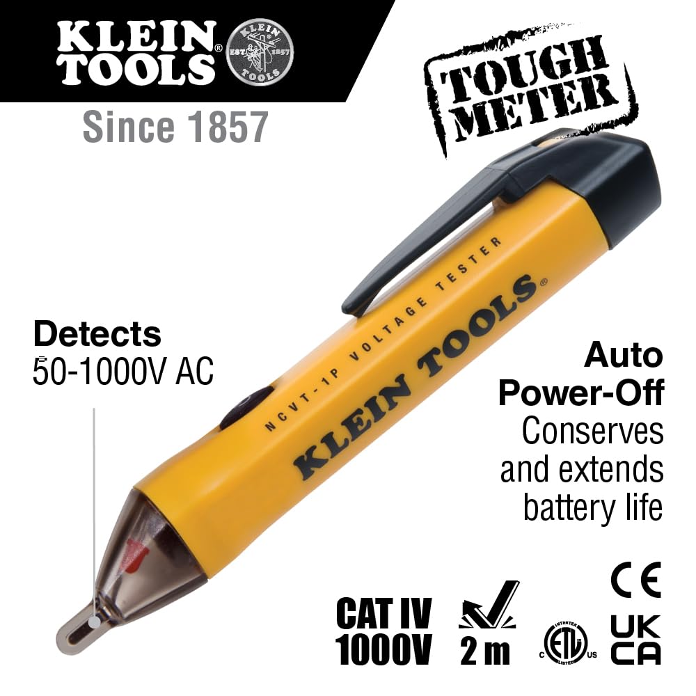 Premium Selection Klein Tools NCVT1P Voltage Tester NCVT Pen 50 to 1000V AC – close-up detail in Orange/Black