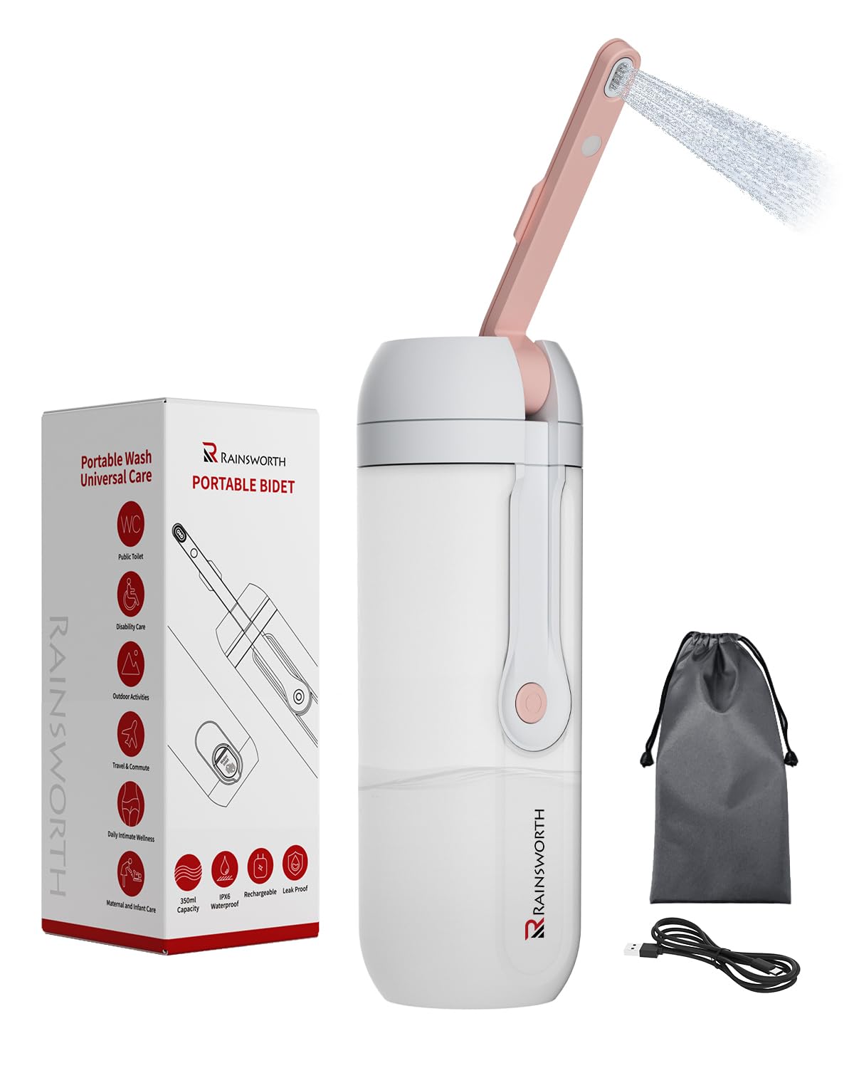 Rainsworth Portable Electric Bidet 350ml for Travel Personal - Rainsworth Official Imagery - 1