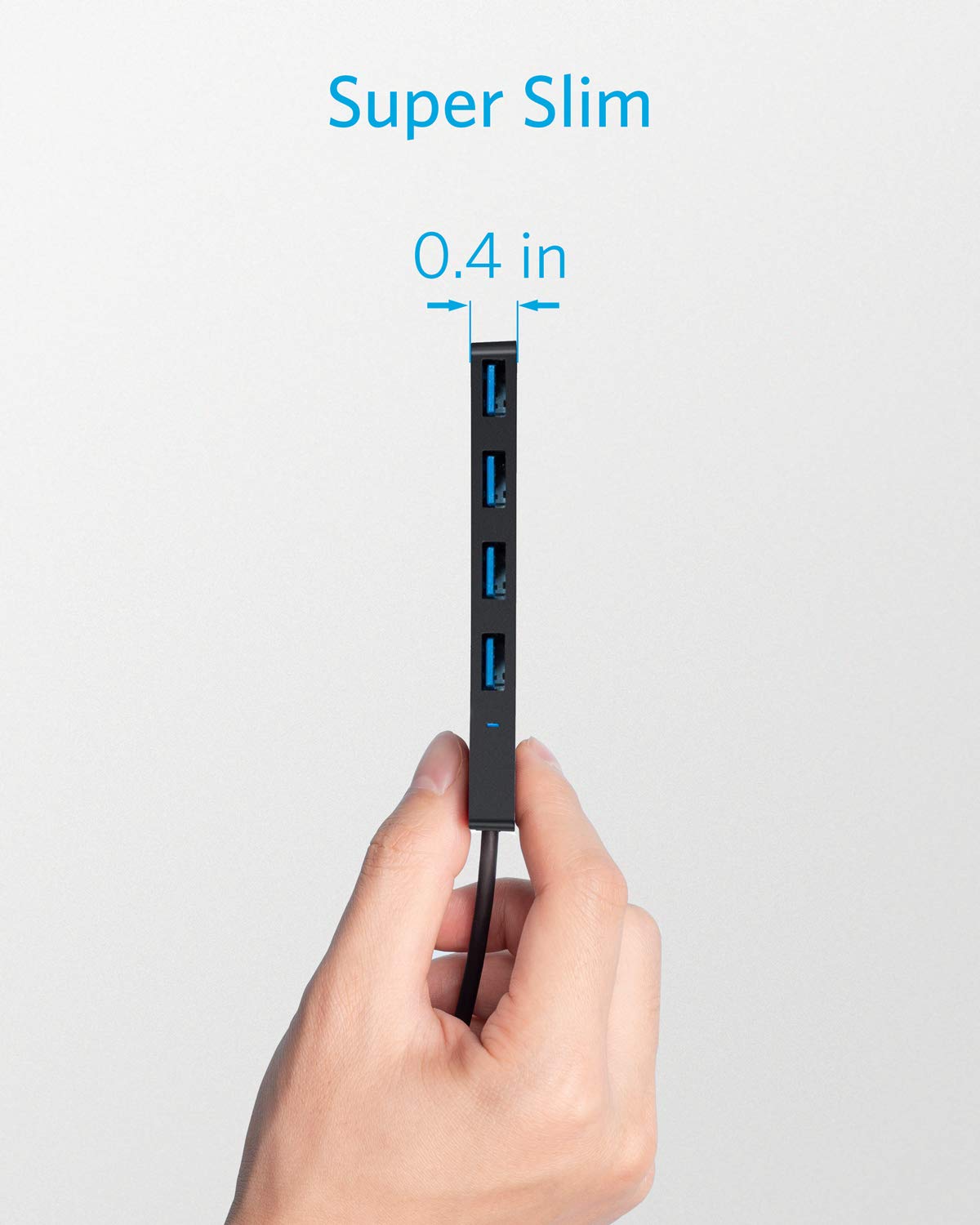 Anker USB Hub 4 in 1 USB Splitter 4 USB A Ports with 5Gbps – back view and specifications