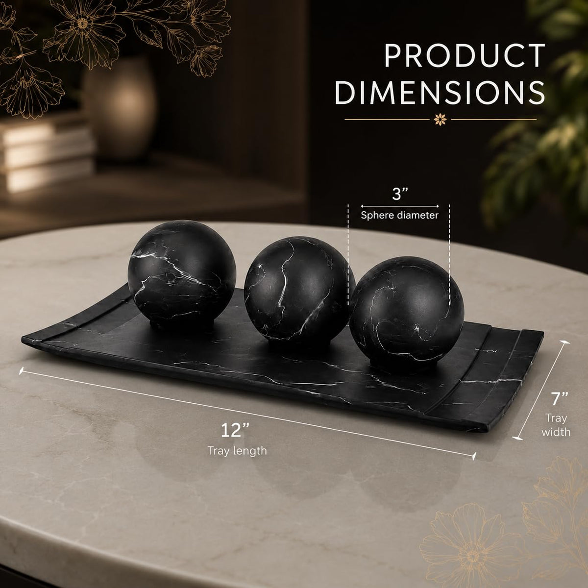 Creative Scents Black Marble Look Home Decor Bowl and Orb - Creative Scents Official Imagery - 5