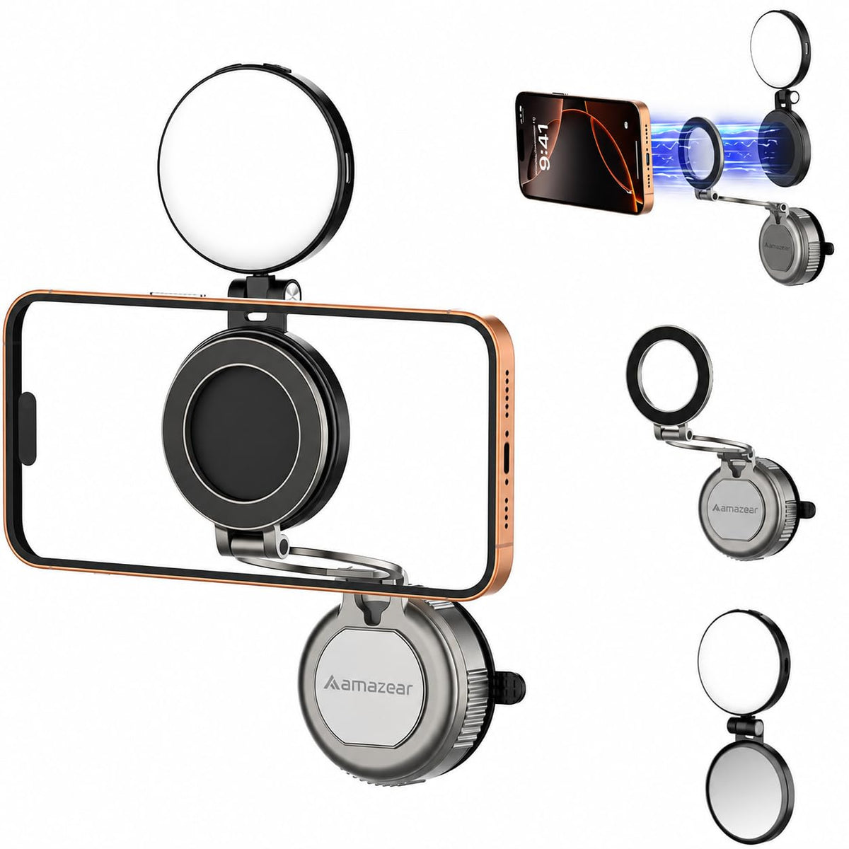 AMAZEAR Magnetic Suction Cup Mirror Phone Holder with Selfie - AMAZEAR Official Imagery - 1