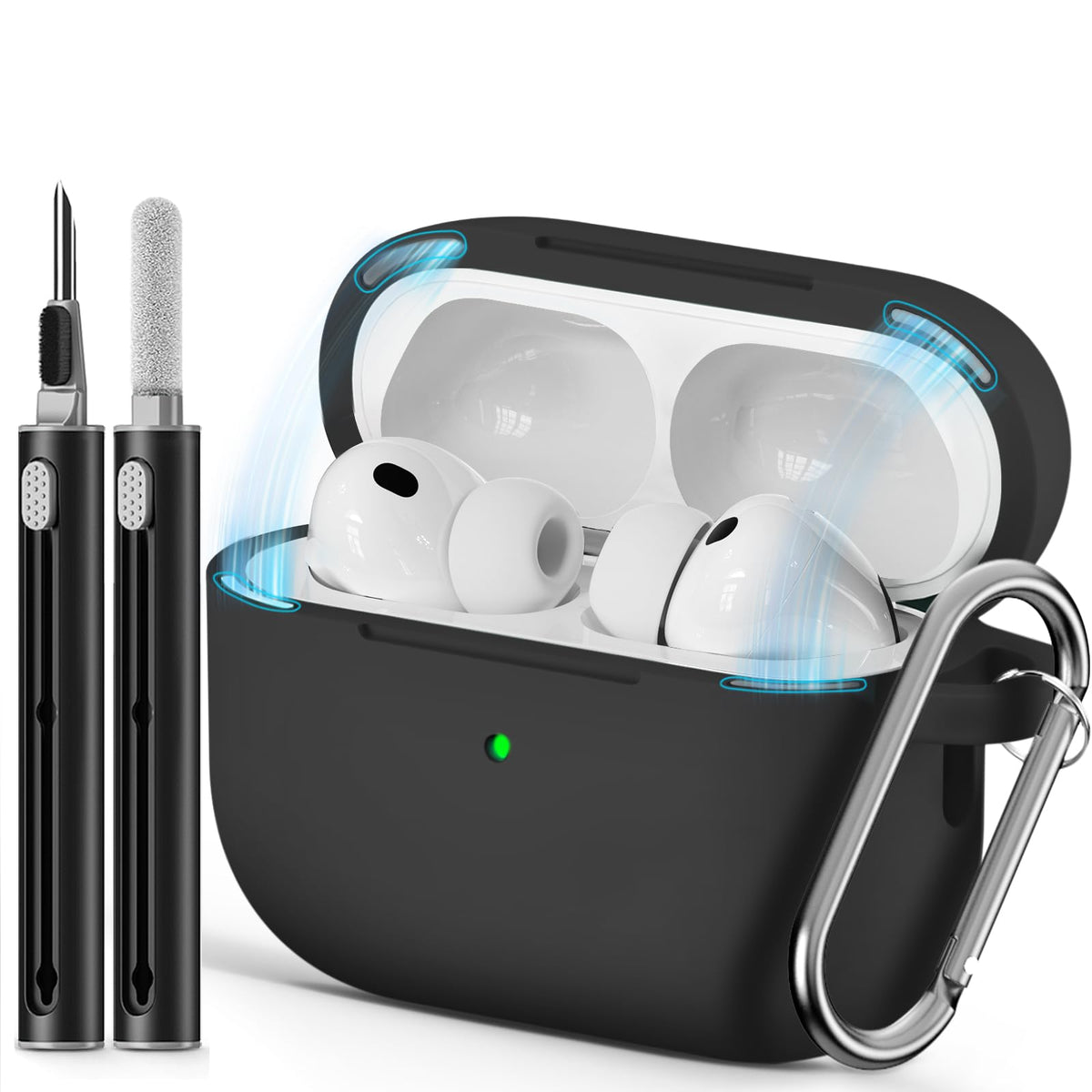 Ljusmicker for AirPods Pro 3 Case 2025 with Magnetic Lock Black – A1-Black, Silicone