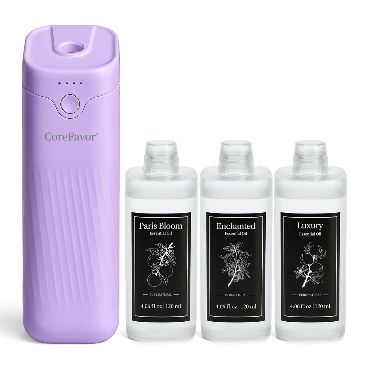 Waterless Essential Oil Diffuser with 3x120ml Oil - CoreFavor Official Imagery - 1