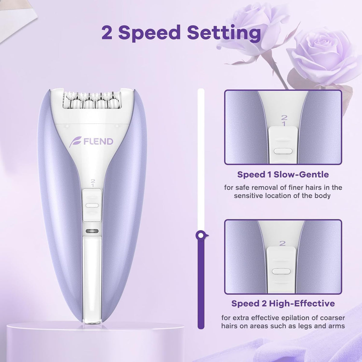 Silent Epilator for Women 2 Speed Facial Body Hair Remover - Bubbacare Official Imagery - 7