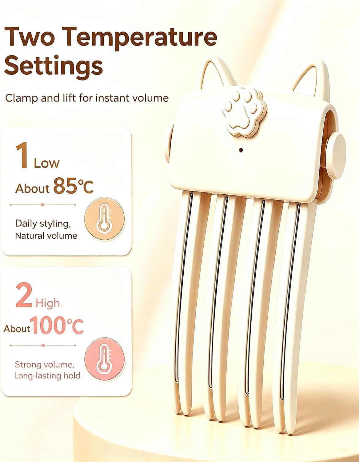 Cat Paw Heating Comb Wireless Heated Volumizing Root Lift - Premium Selection Official Imagery - 7