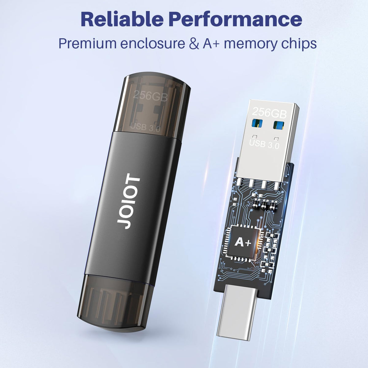 JOIOT 128GB USB C Flash Drive Dual USB 3 0 Flash Drive Type – back view and specifications