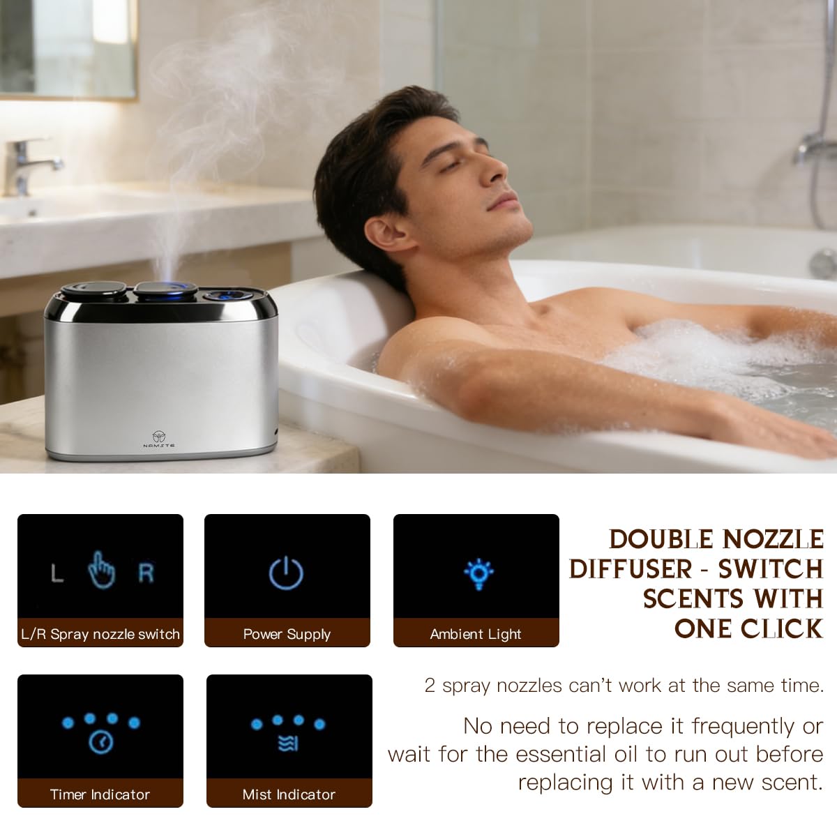 Waterless Essential Oil Diffuser Smart App Button Control - NAMSTE Official Imagery - 6