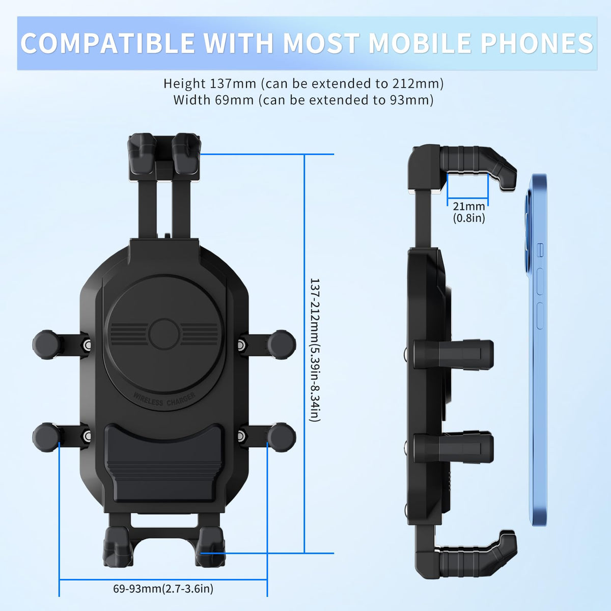 Motorcycle Phone Mount with 15W Wireless Charger PD USB C - GIYOKAJU Official Imagery - 8
