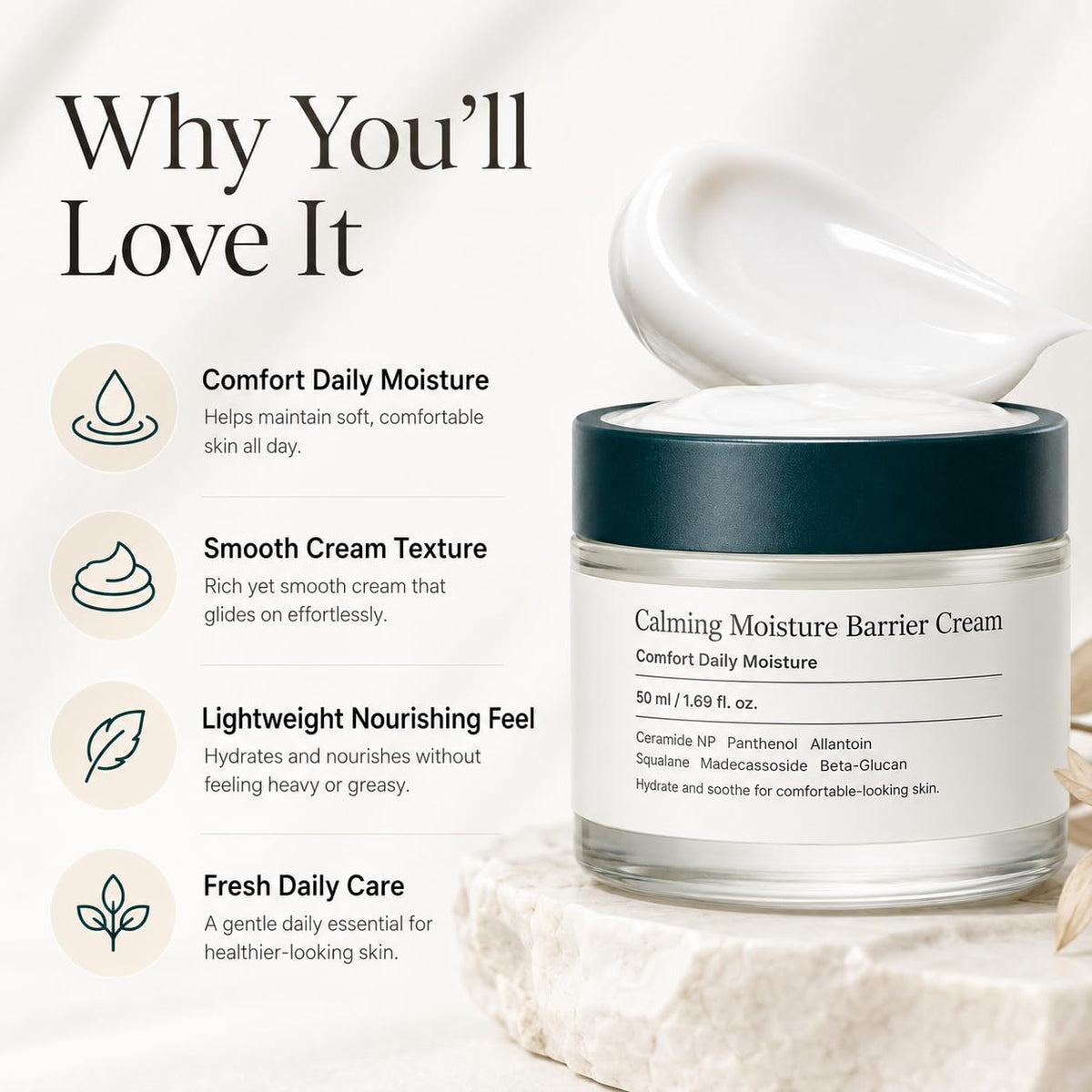 Calming Moisture Barrier Cream 4Pack Face Moisturize - Amavheaf Official Imagery - 8