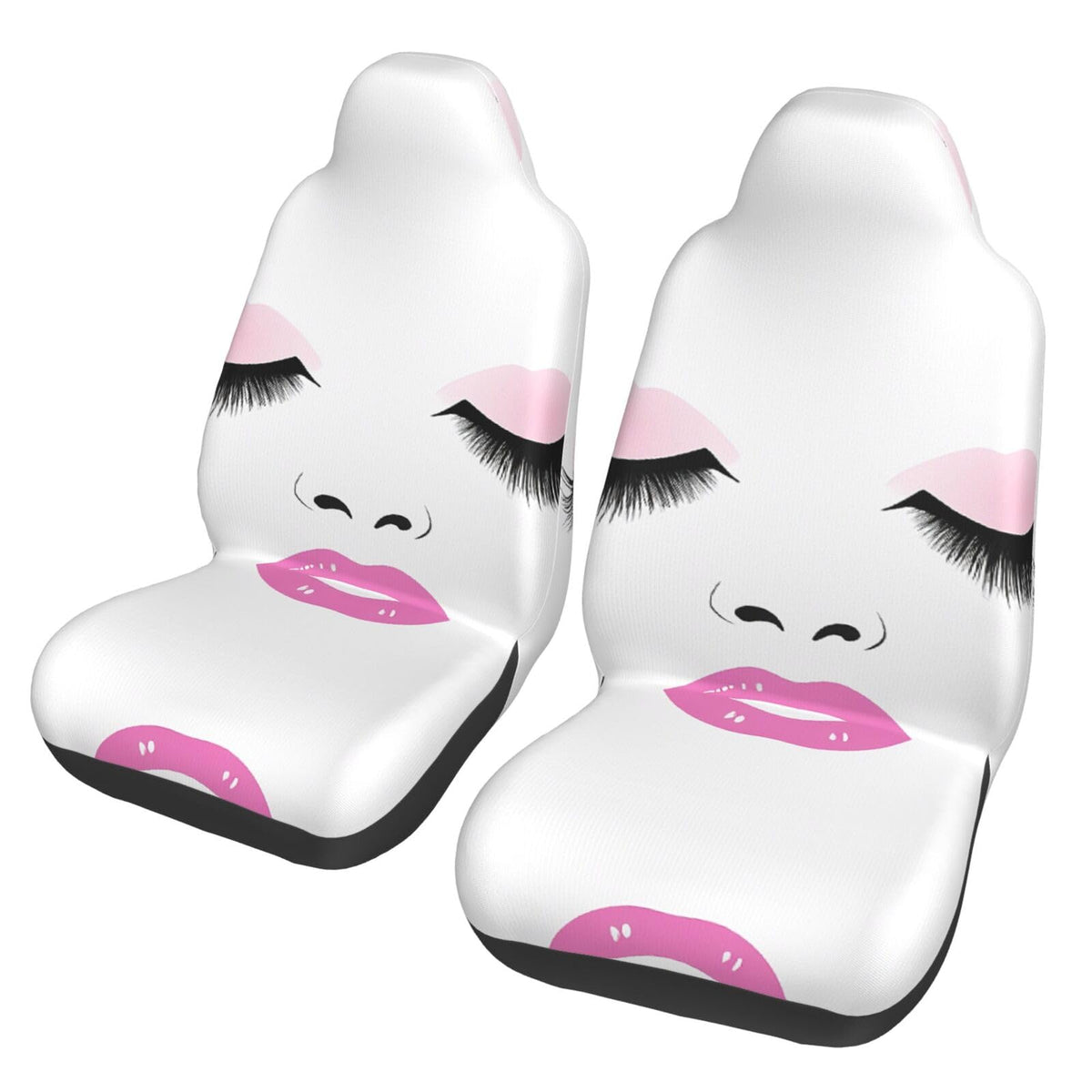 Eyelash Lip White Car Seat Covers Front Set 2pcs Universal - TOKLIHDTJ Official Imagery - 1