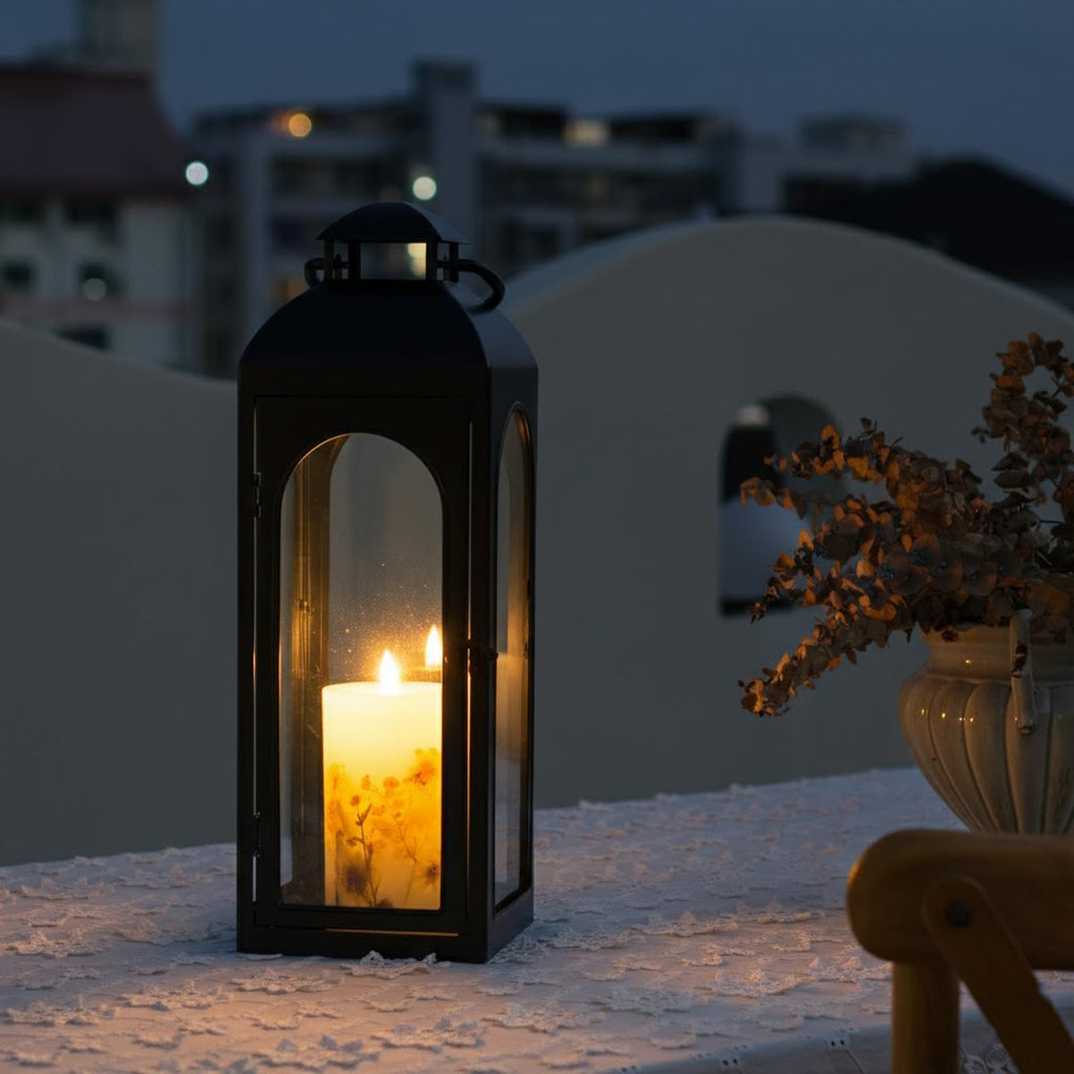 Bdor 16 Inches Metal and Tempered Glass Candle Lantern - Bdor Official Imagery - 4