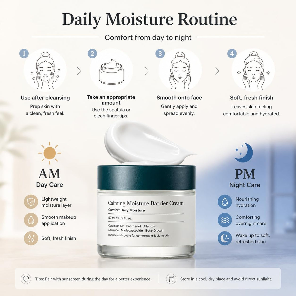 Calming Moisture Barrier Cream 4Pack Face Moisturize - Amavheaf Official Imagery - 4