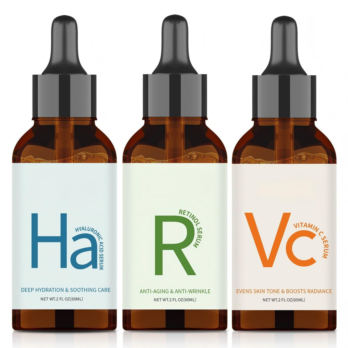 Face Serum Set Retinol Vitamin C Hyaluronic Acid Anti Aging - Aptoco Official Imagery - 2