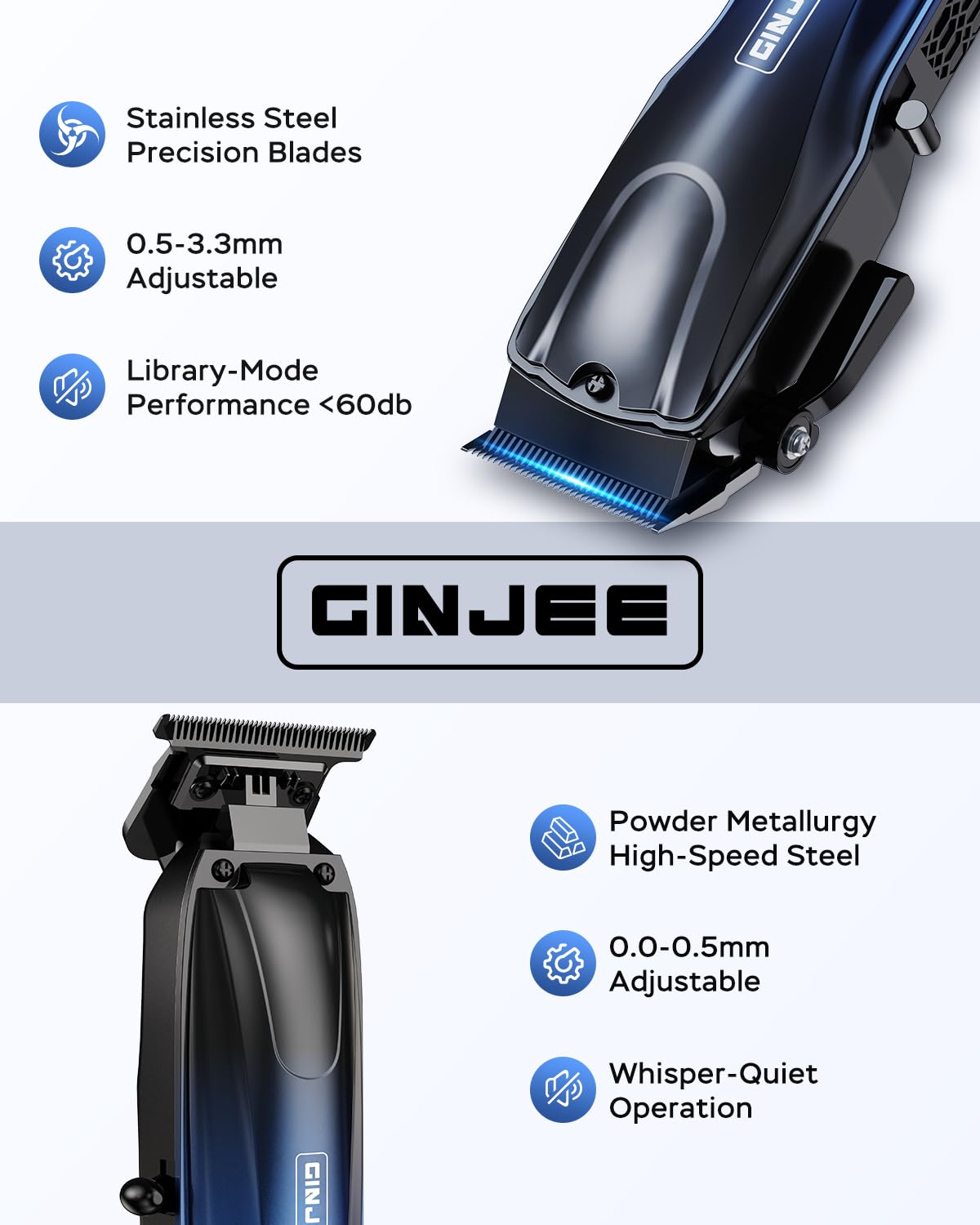 Cordless Hair Clippers and Trimmer Set for Men - GinJee Official Imagery - 3