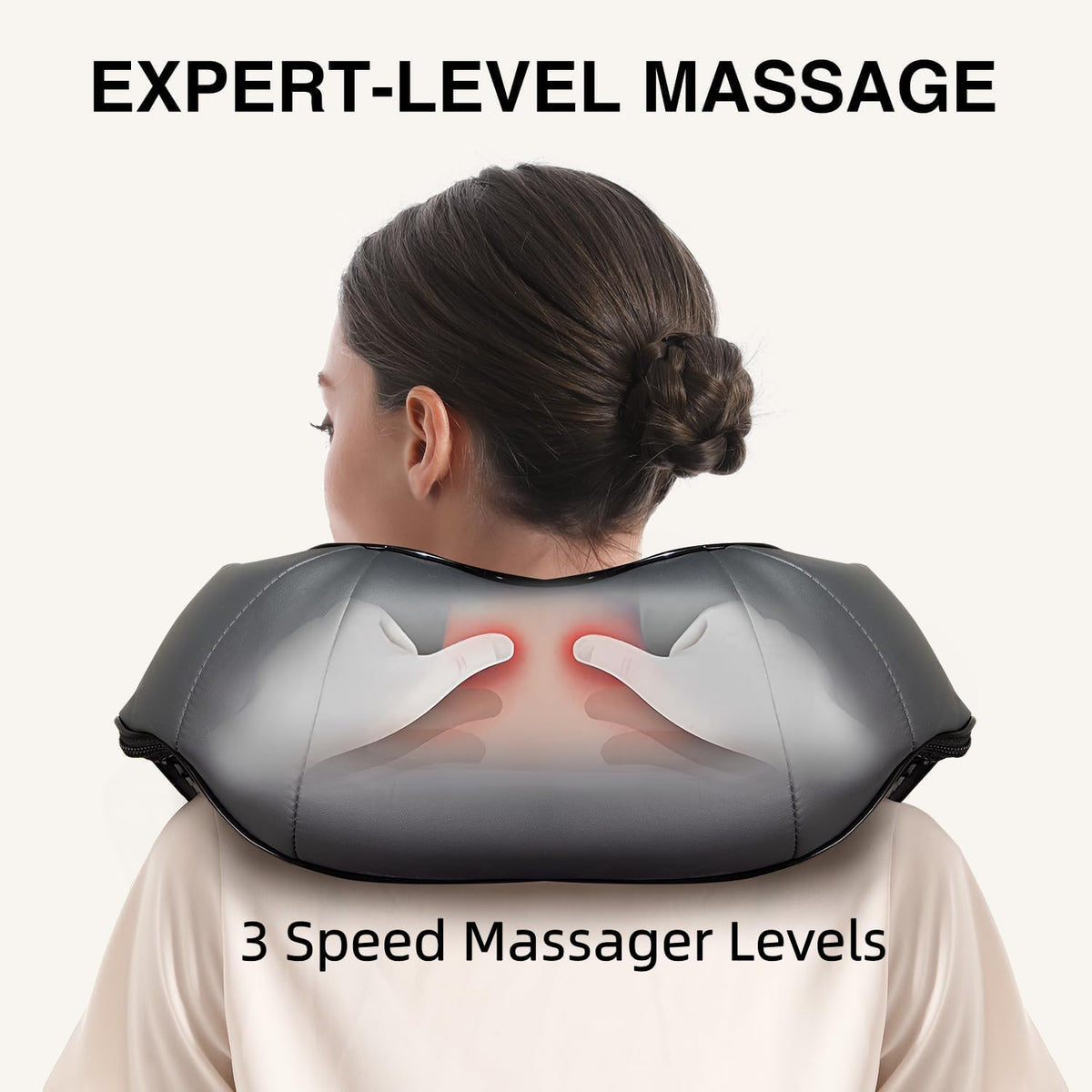 Nekteck Shiatsu Neck Massager with Heat for Pain Relief Gray – full view