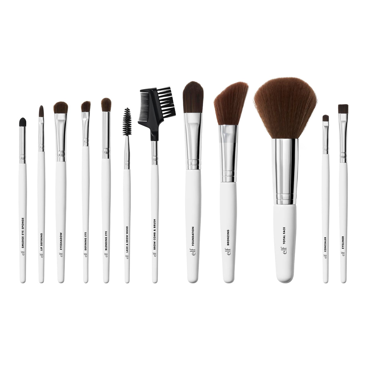 e.l.f. e l f Professional Set of 12 Makeup Brushes Pro Worthy – back view and specifications