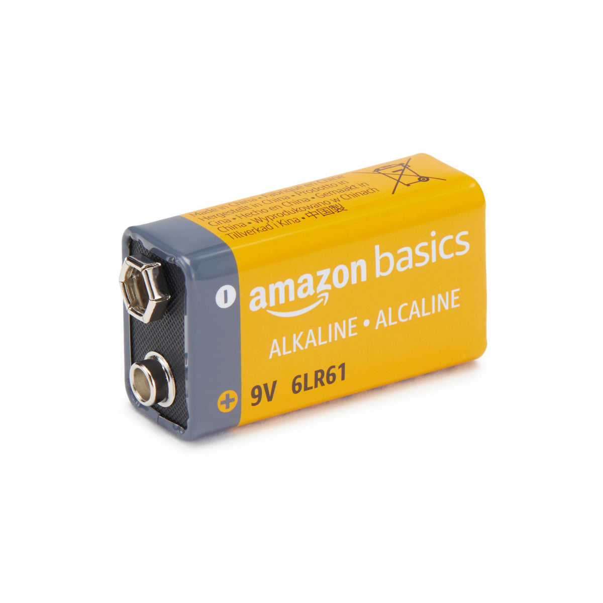 Amazon Basics 8 Pack 9V Long Lasting Alkaline Batteries for – close-up detail