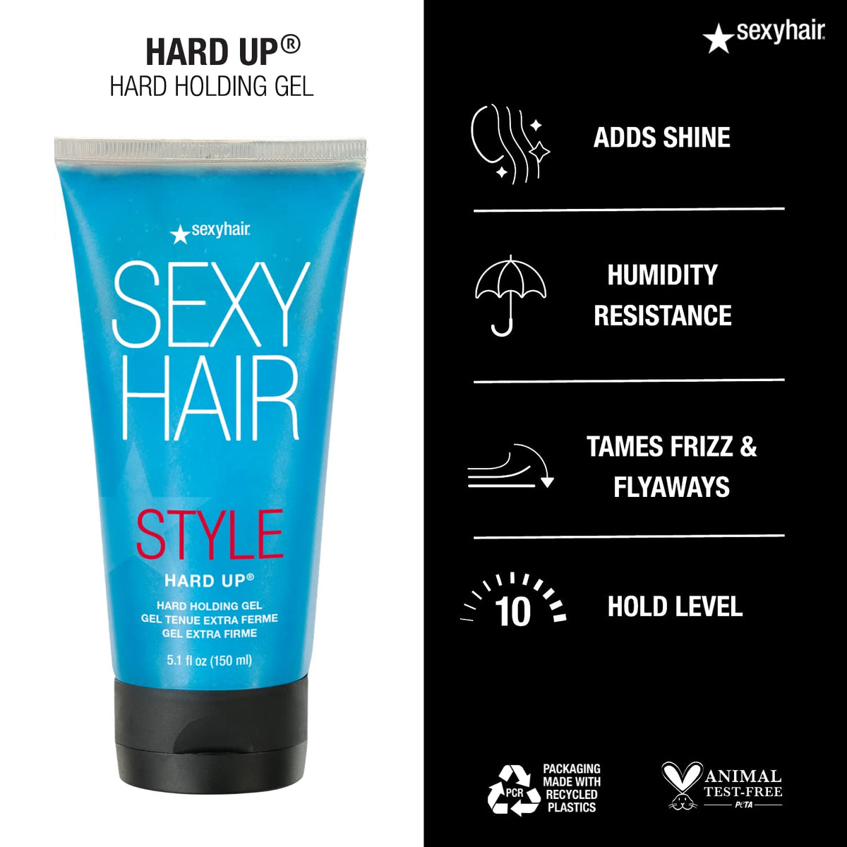 Premium Selection SexyHair Style Hard Up Hard Holding Gel – packaging and label