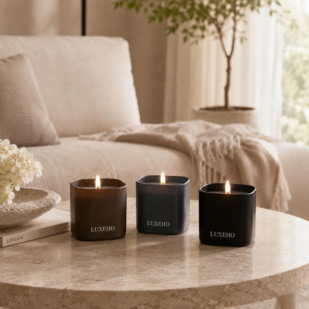 Luxury Scented Candle Gift Set 3 Pack Soy Candles for Home - LUXEHO Official Imagery - 6