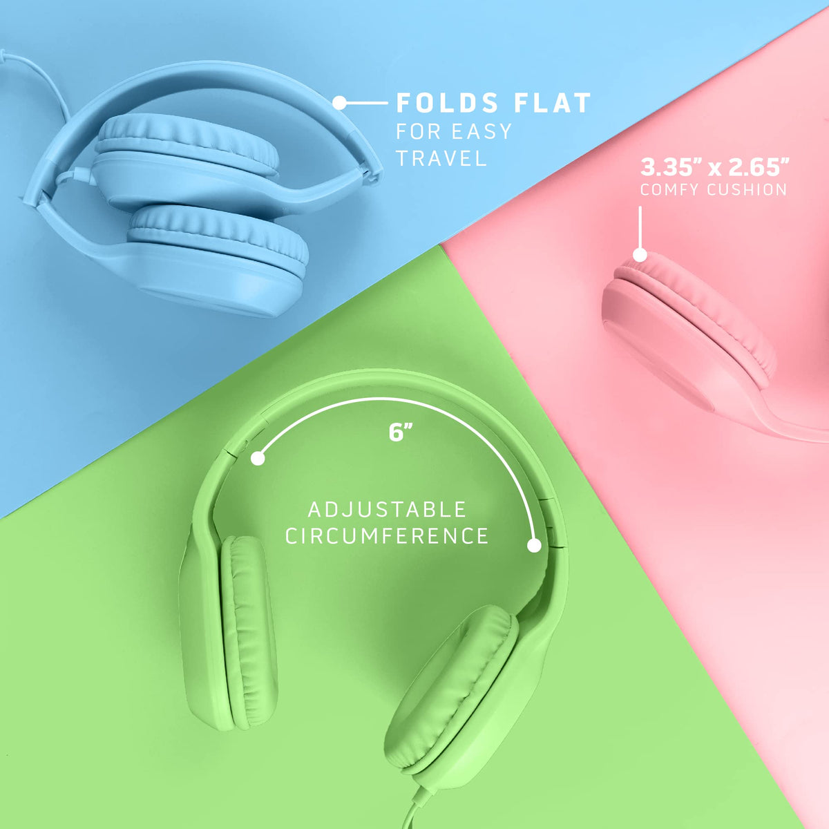 Sonitum Kids Headphones for School Bulk Set 5 Pack On Ear 3 – full view