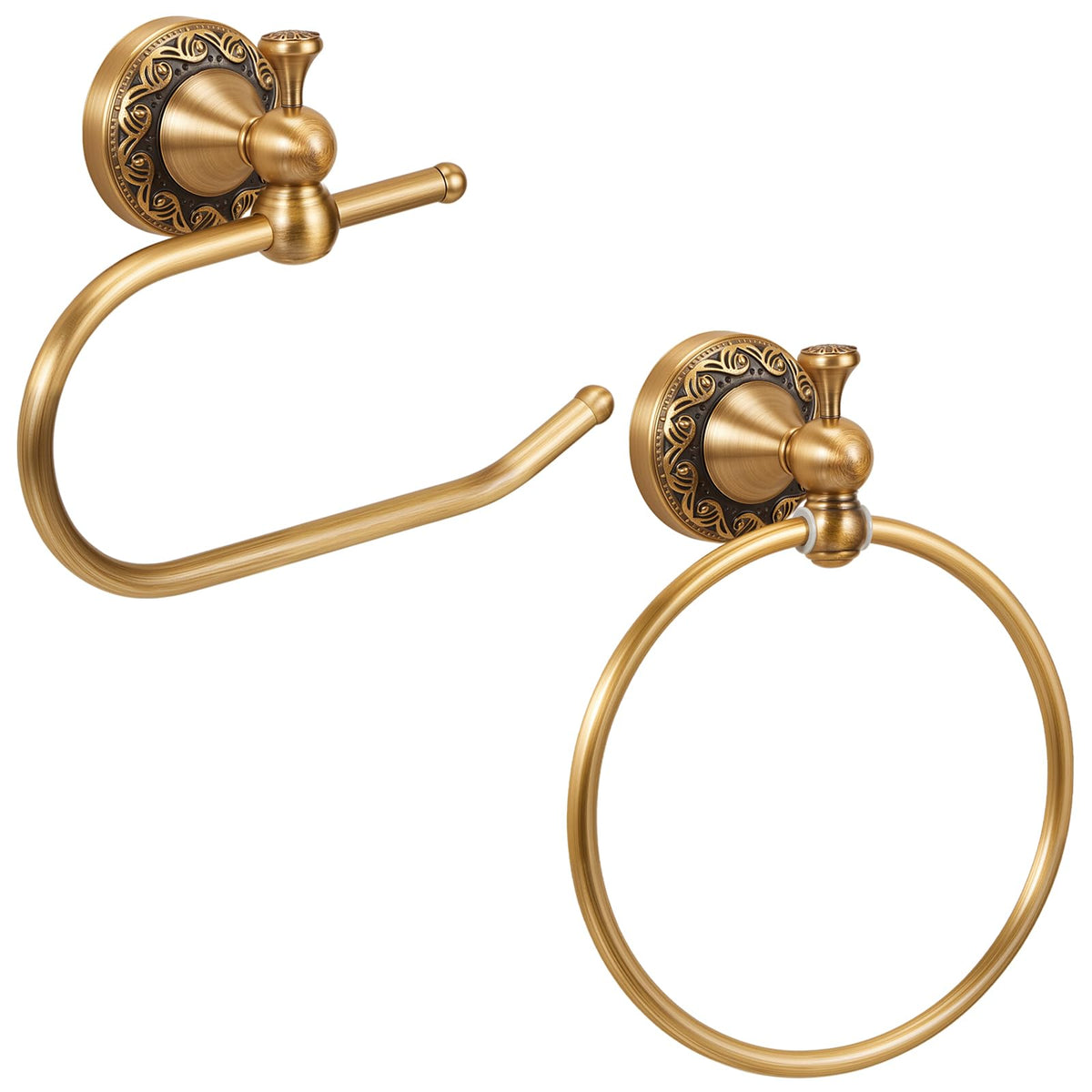 2 Pcs Antique Brass Toilet Paper Holder Towel Ring Set with - Otoolling Official Imagery - 8