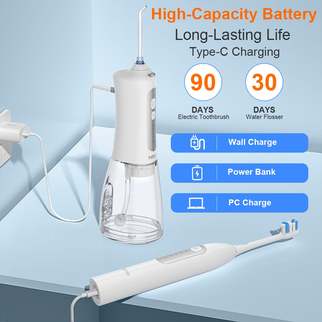 H2ofloss Electric Toothbrush and Water Flosser Combo 2 in 1 - H2ofloss Official Imagery - 6