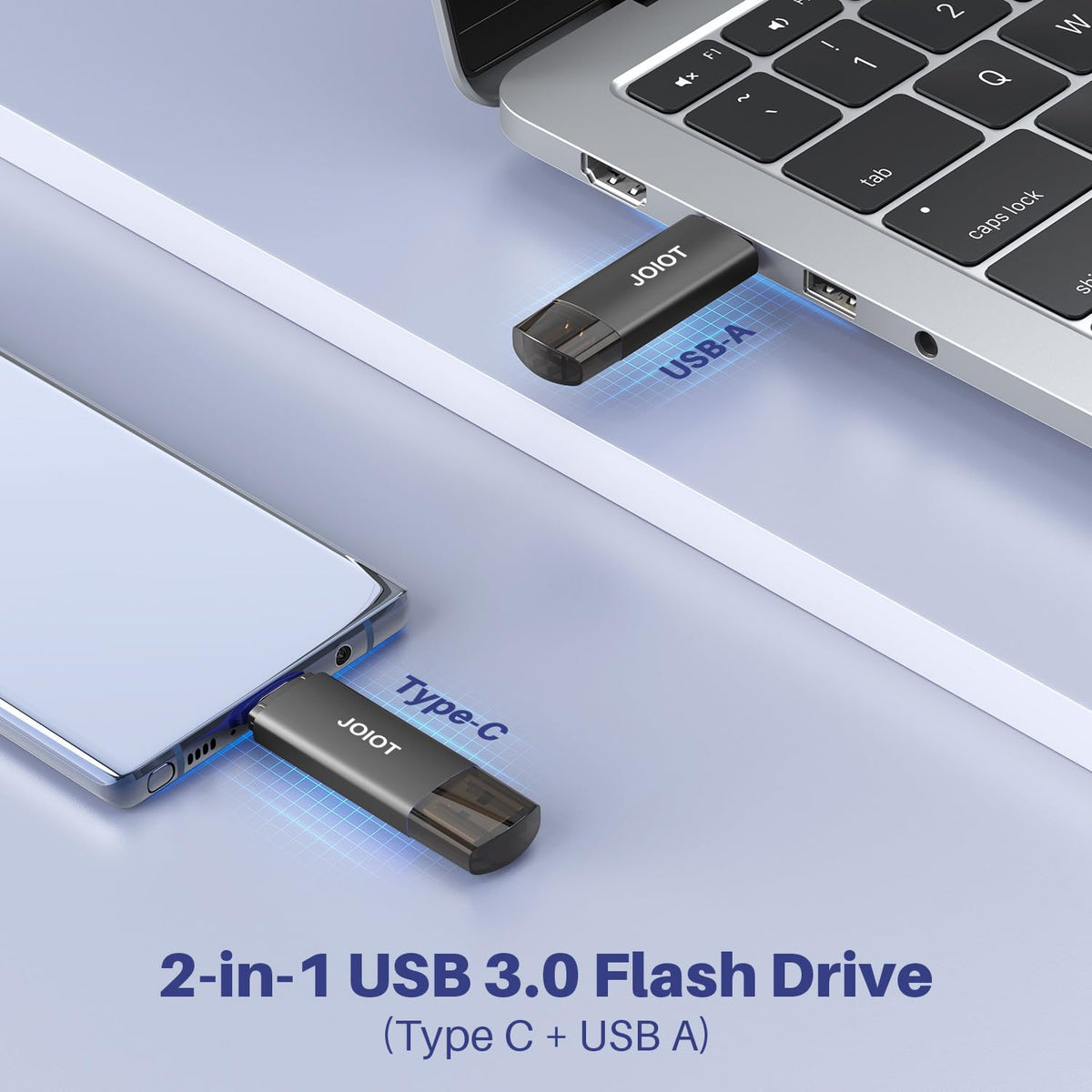 JOIOT 128GB USB C Flash Drive Dual USB 3 0 Flash Drive Type – close-up detail in black