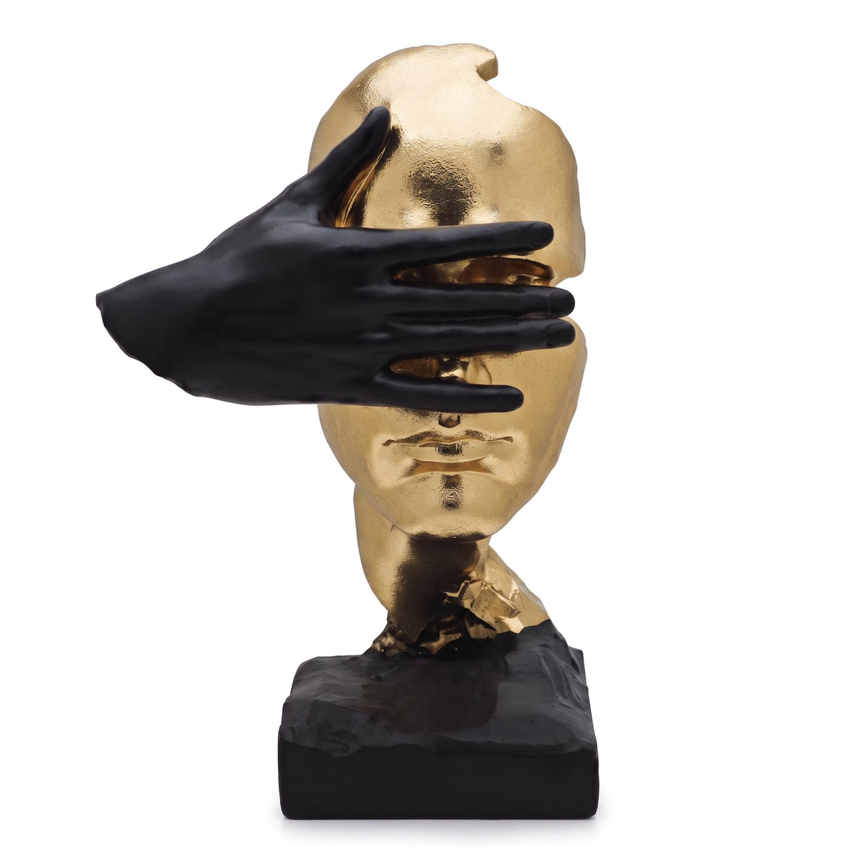 See No Evil Gold Resin Bust Sculpture Desk Shelf Decor - Zhao Xiang Official Imagery - 1